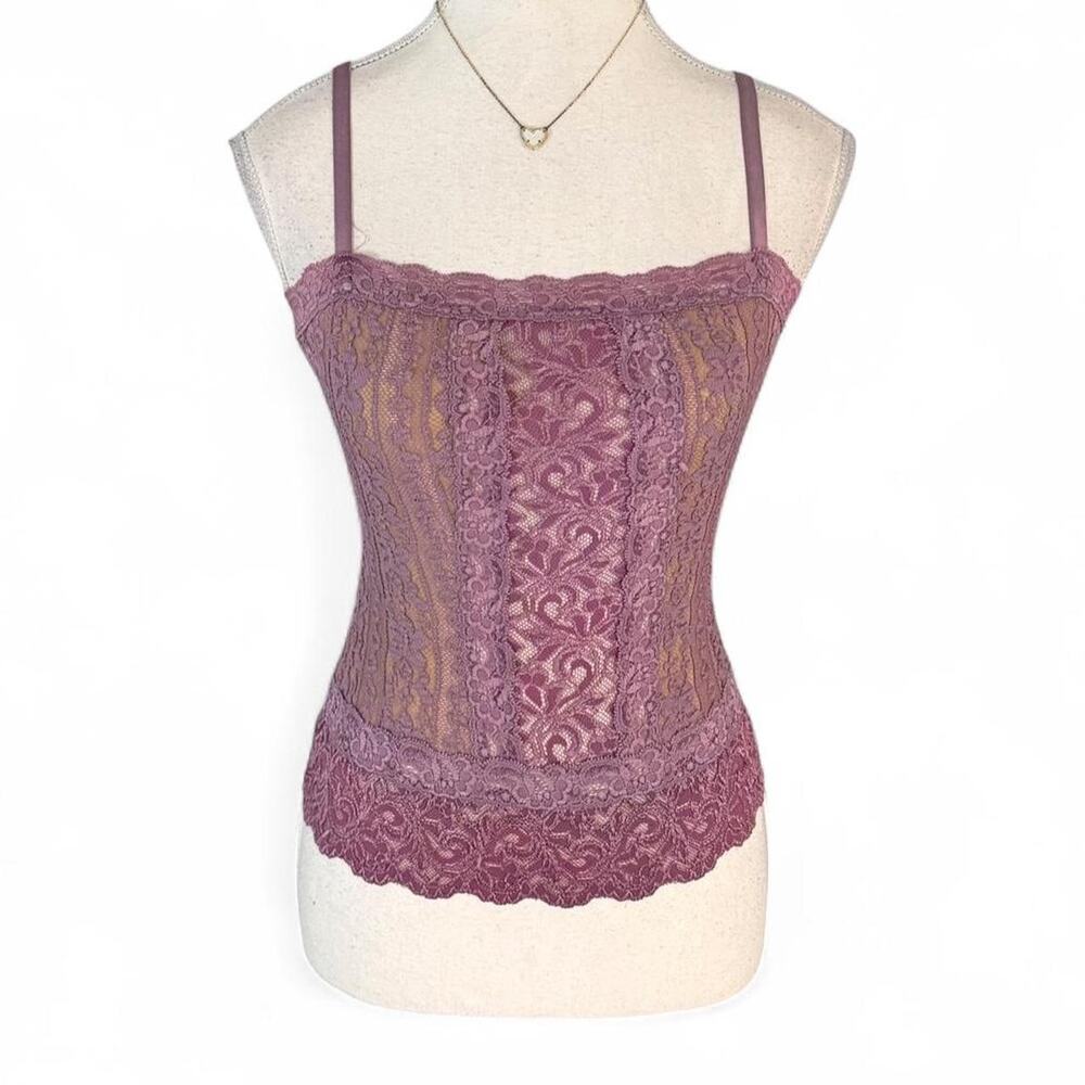 Y2K XOXO Purple Lace cinched tank  Top with Floral Embroidery Cute size small